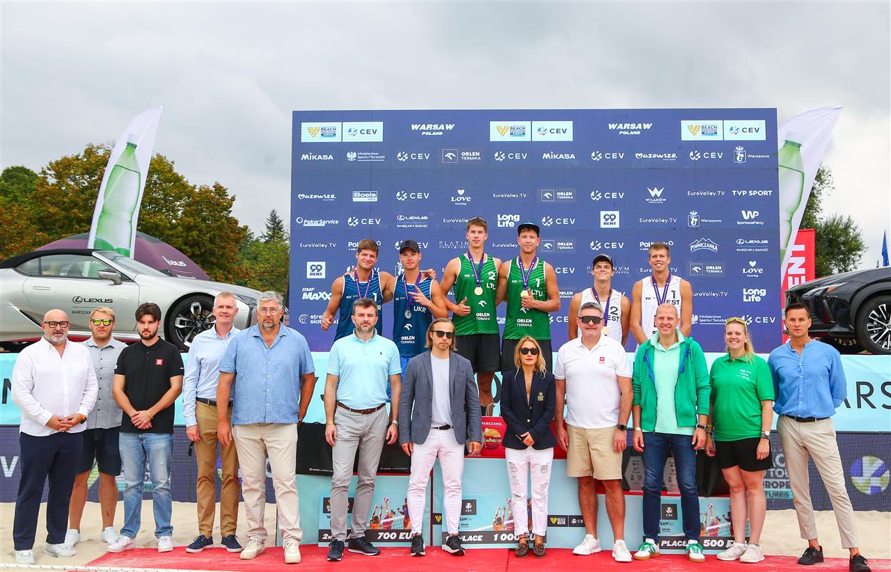 Winners on the podium with officials